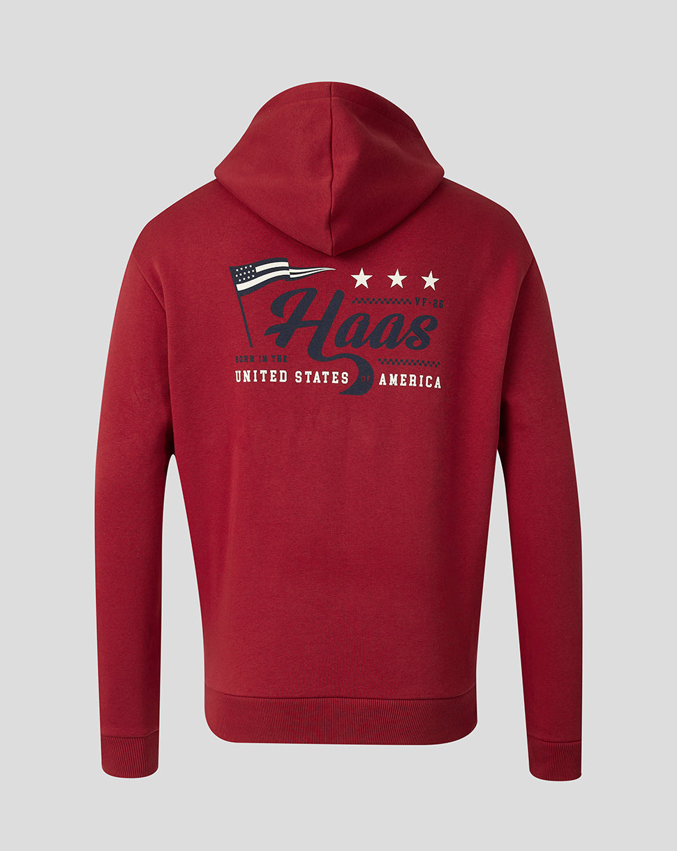 Official Haas Team Unisex USA Flag Hoodie - Red - Red