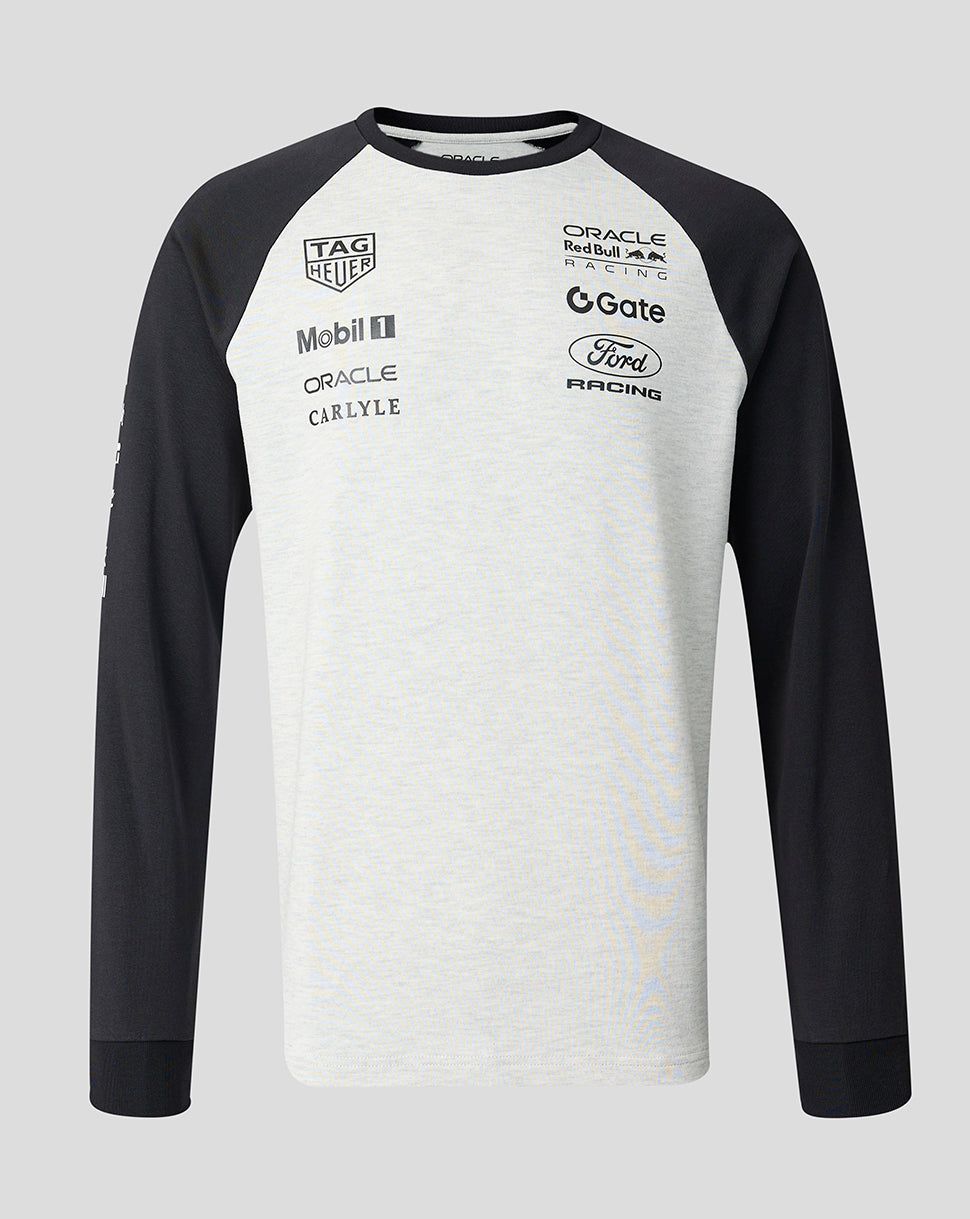 Oracle Red Bull Racing Unisex Classic Raglan-Langarm-T-Shirt - Naturweiss meliert - Altweiss meliert