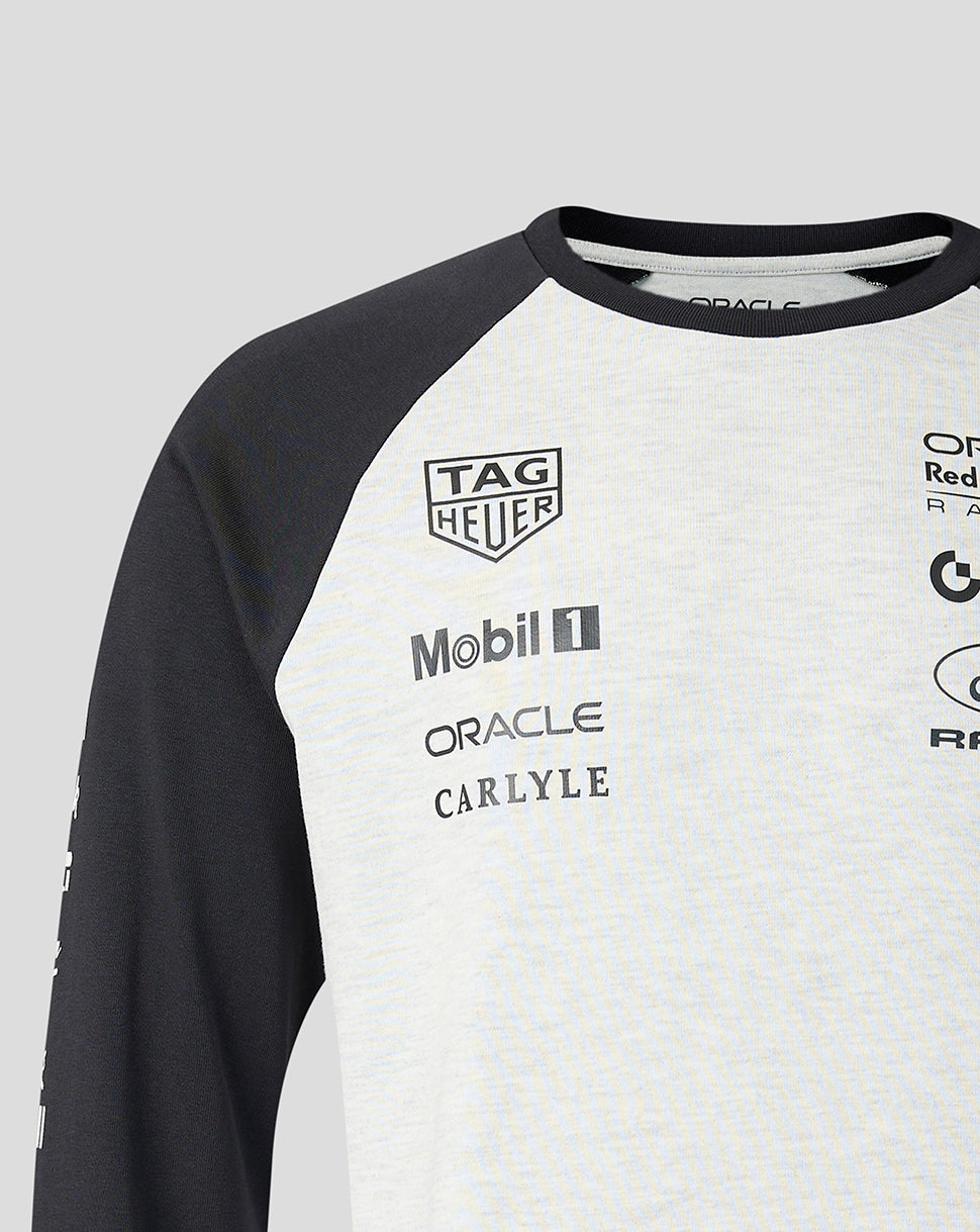 Oracle Red Bull Racing Unisex Classic Raglan-Langarm-T-Shirt - Naturweiss meliert - Altweiss meliert