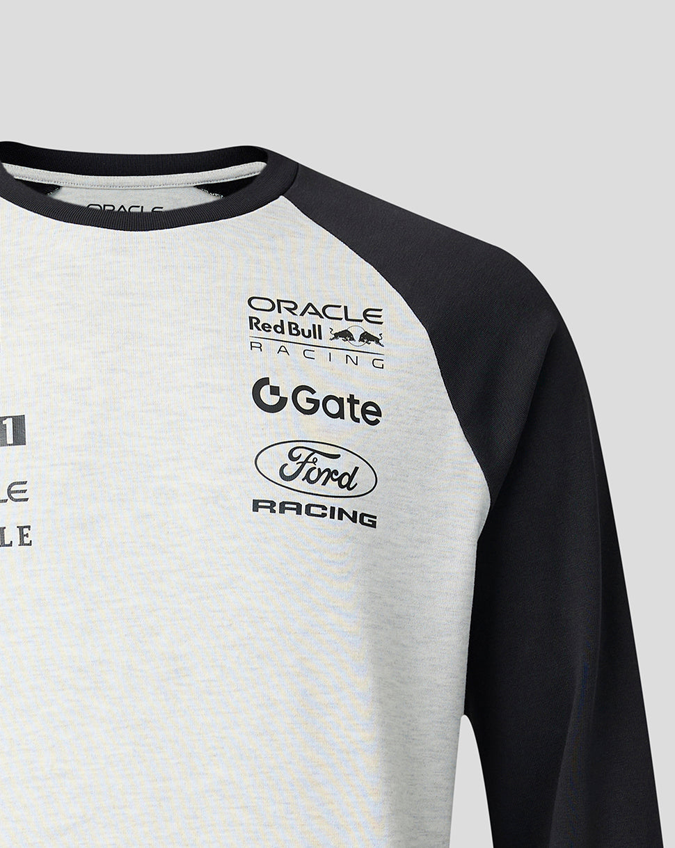 Oracle Red Bull Racing Unisex Classic Raglan-Langarm-T-Shirt - Naturweiss meliert - Altweiss meliert