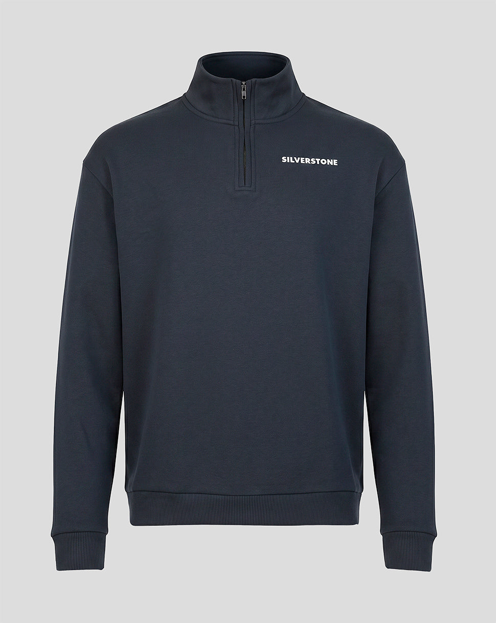 Silverstone Unisex Heritage Sweatshirt mit Viertelreissverschluss – Dunkelblau - Dunkles Marineblau