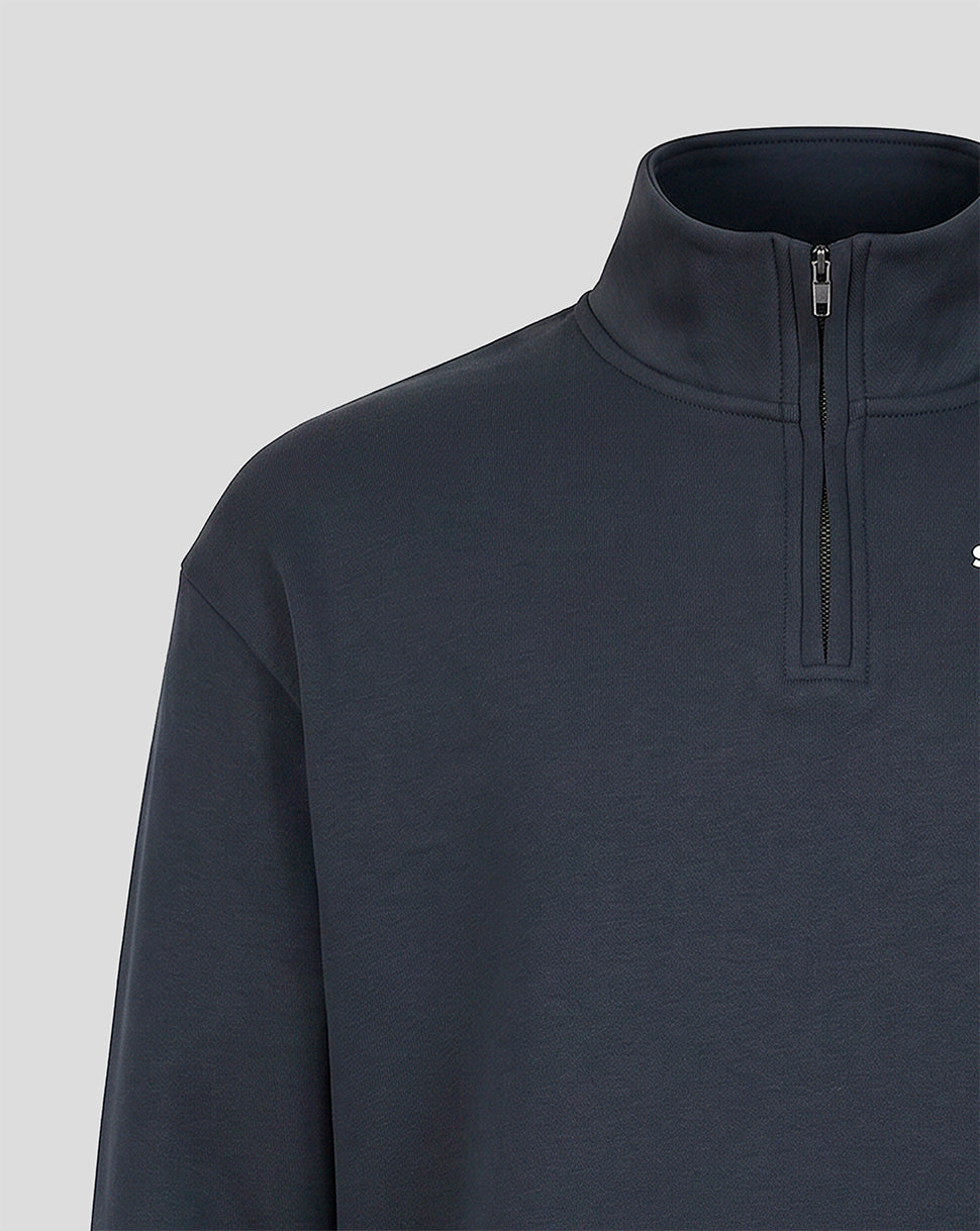 Silverstone Unisex Heritage Sweatshirt mit Viertelreissverschluss – Dunkelblau - Dunkles Marineblau