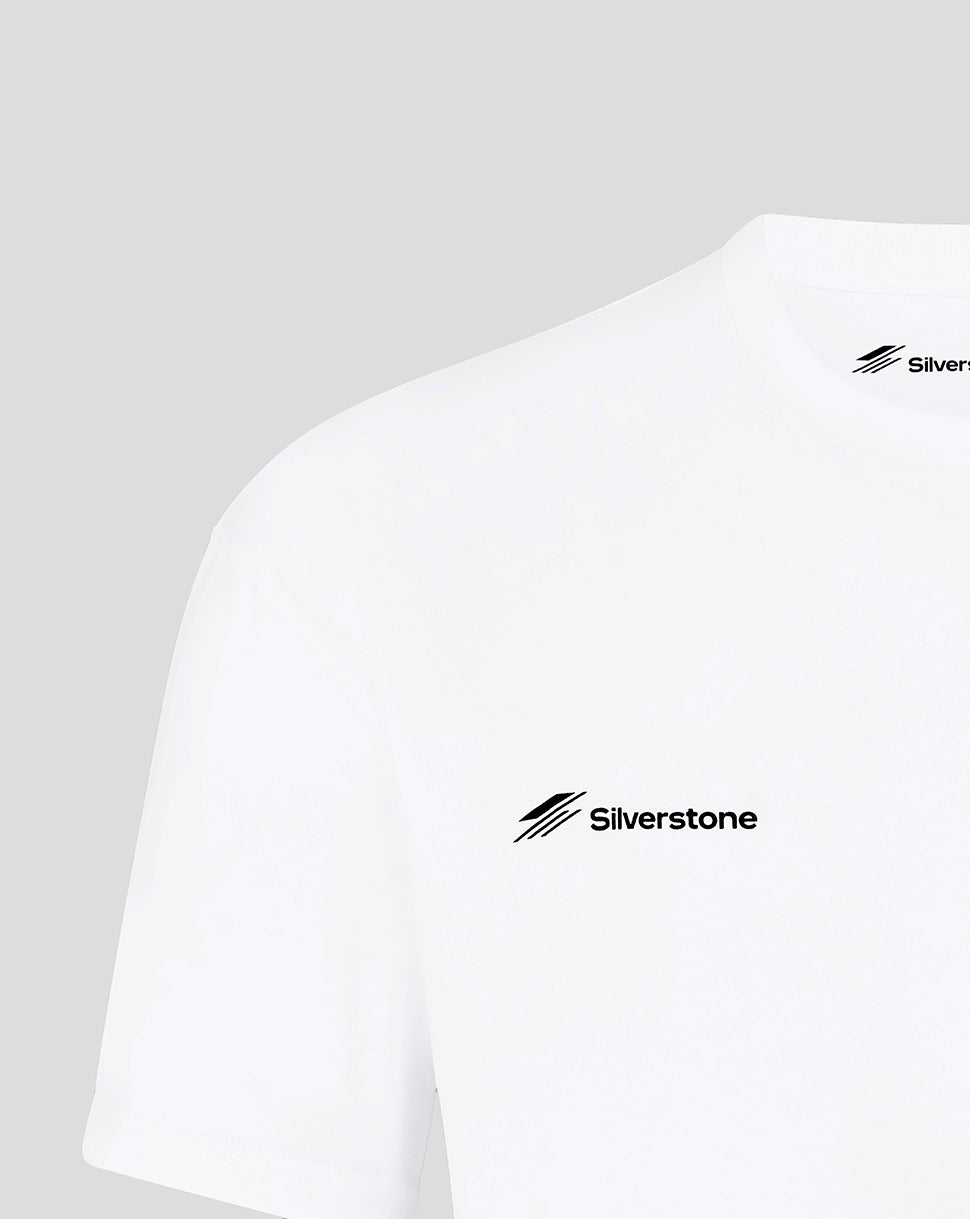 Silverstone Unisex British Injection Linear Back T-Shirt - White - White