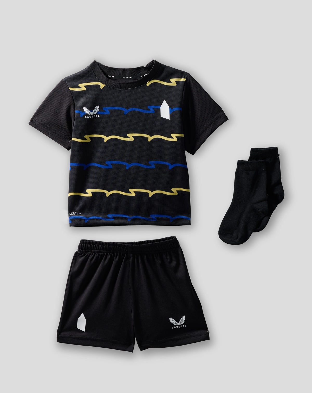 Everton FC Ausweich Baby Trikotsatz - Black Onyx/Surf The Web/Minion Yellow