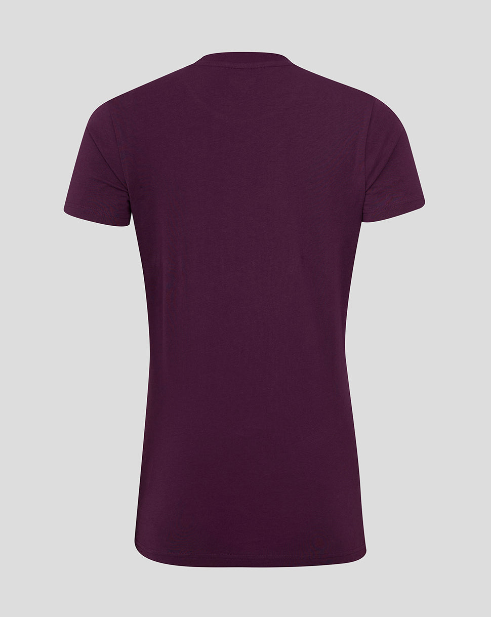 Damen England Cricket 25/26 Logo T-Shirt - Blackberry Wine/Aqua Splash