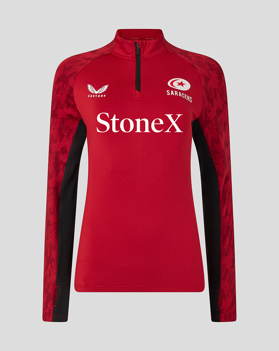Saracens Women's 25/26 Training 1/4 Zip - Rhymthic Red - Rhythmic Red/Caviar