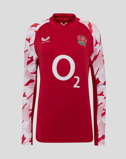England Rugby Red Roses Pre Match Long Sleeve Drill Top O2 – Women's Fit