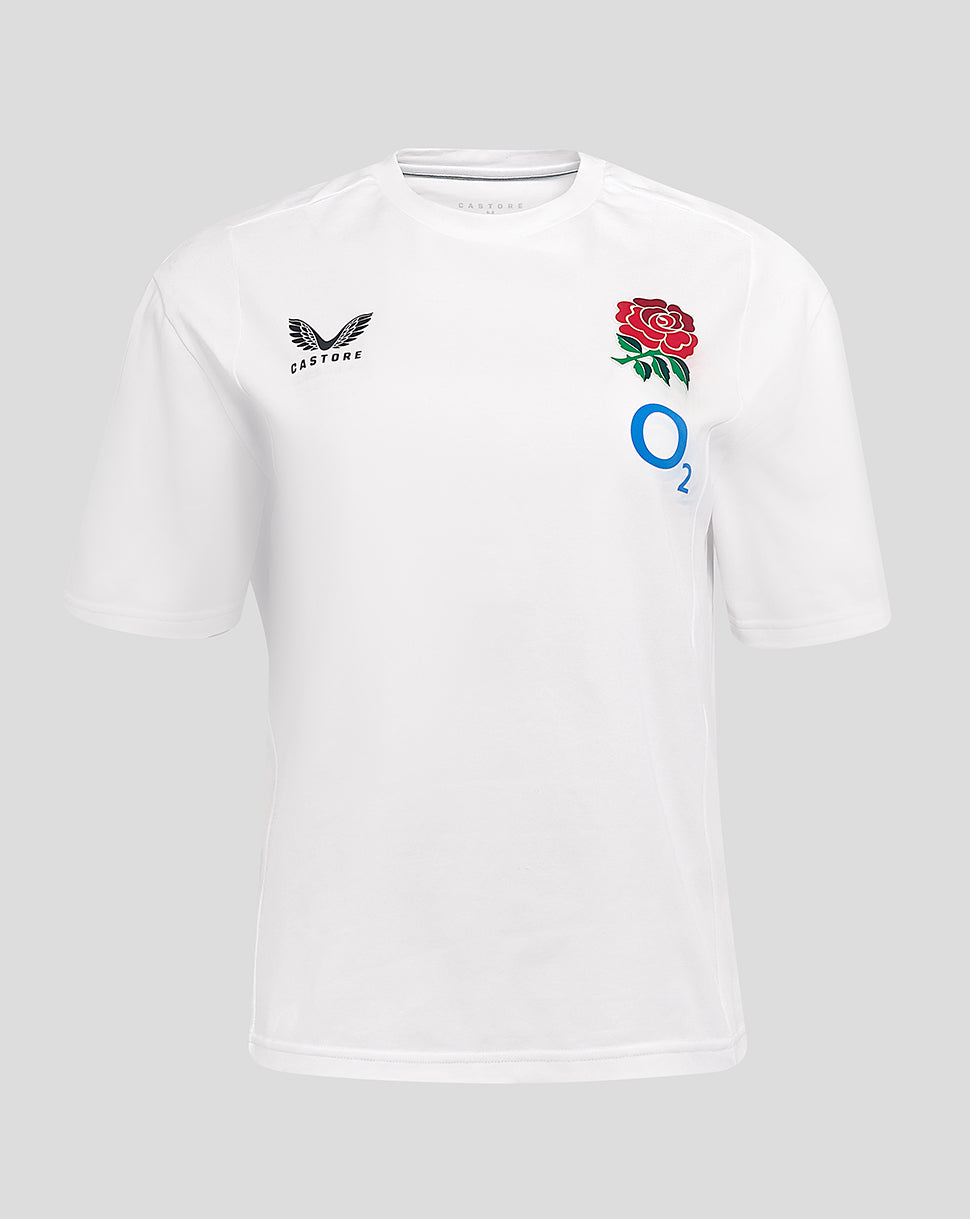 Camiseta Travel de manga corta England Rugby 25/26 de mujer – Blanco brillante - Blanco brillante