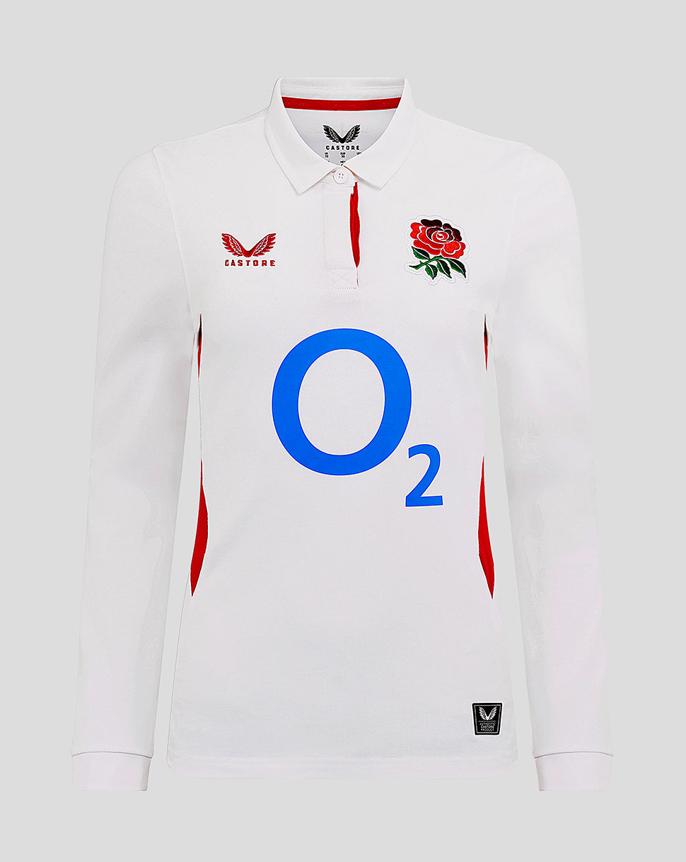 Women’s England Rugby 25/26 Home Classic Long Sleeve Shirt – Brilliant White - Brilliant White/Lipstick Red