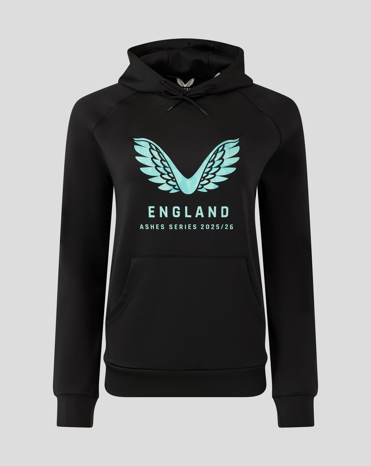 England Cricket Ashes Women's 25/26 Pro Lock Up Logo Hoodie - Caviar/Aqua Splash