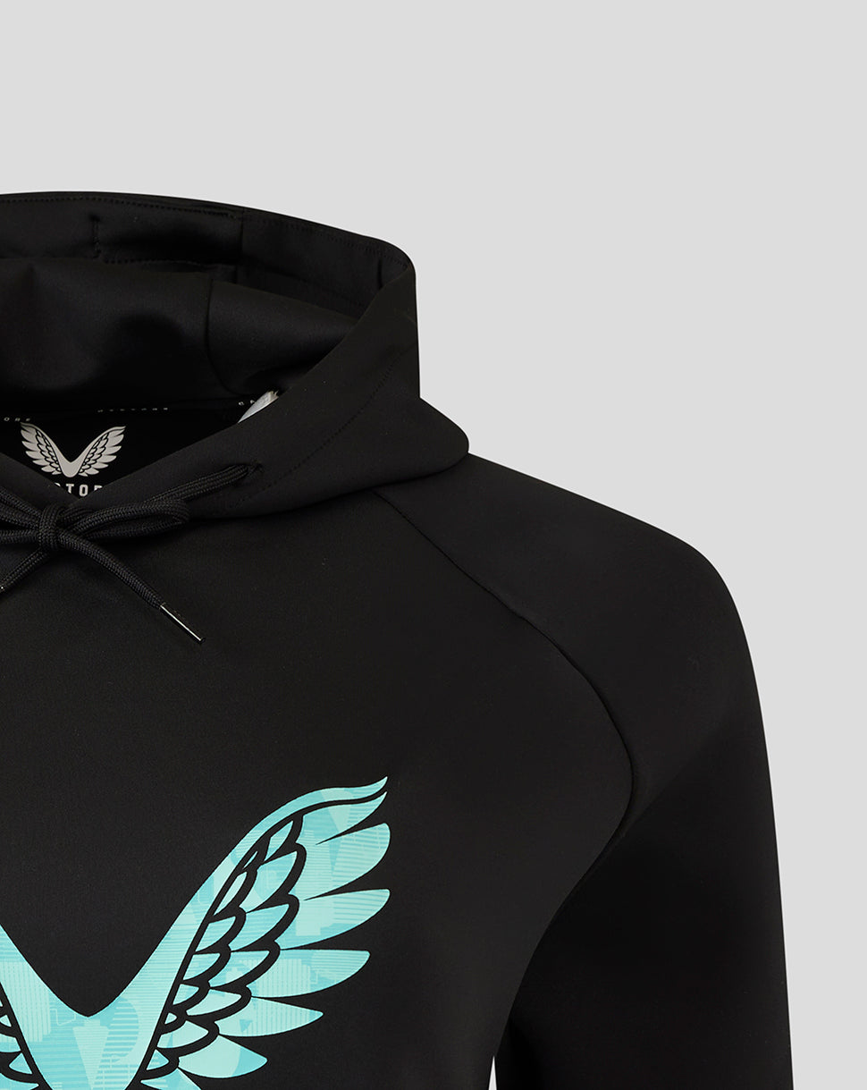 England Cricket Ashes Women's 25/26 Pro Lock Up Logo Hoodie - Caviar/Aqua Splash