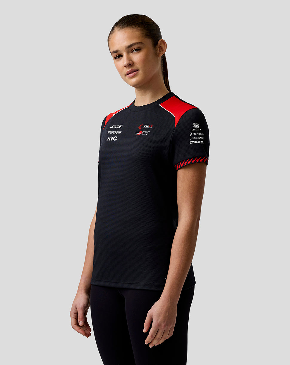 Official Haas Team Women's Driver T-Shirt - Caviar/Flame Scarlet