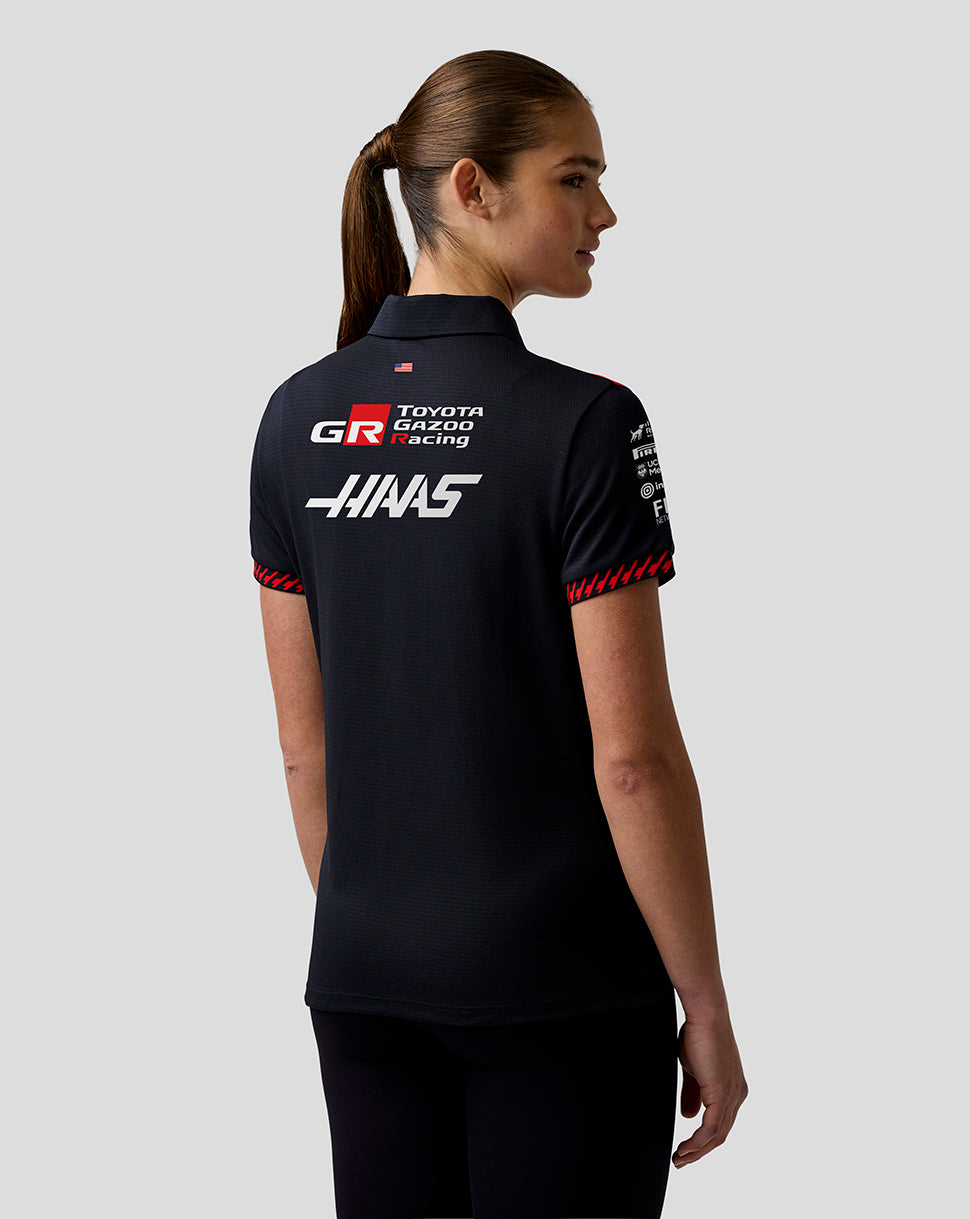 Official Haas Team dames poloshirt met korte mouw - Caviar/Flame Scarlet
