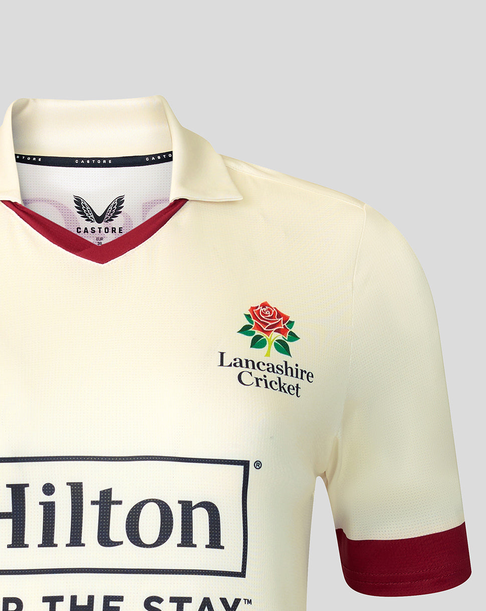 Camiseta de manga corta Lancashire Cricket 26/27 County Champs de mujer – Crema - Cannoli Cream