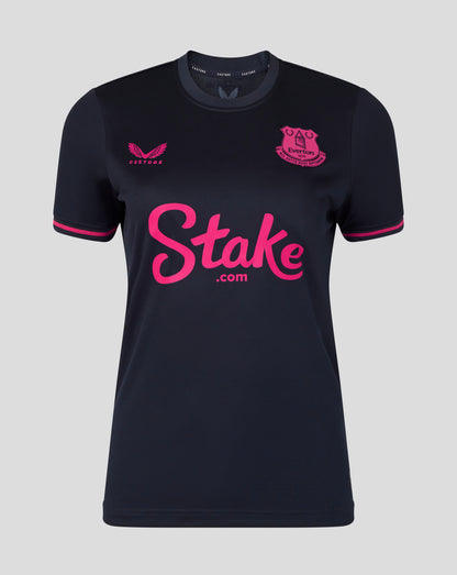 Black sports jersey with pink text and logo on a gray background