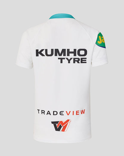 White shirt with Kumho Tyre and TradeView logos on a light gray background