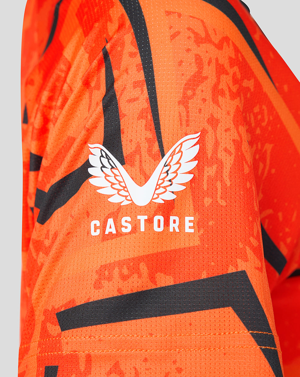 Camiseta de mujer Sunrisers Leeds The Hundred, de manga corta, tejido elástico y cuello redondo, 2026 - Naranja