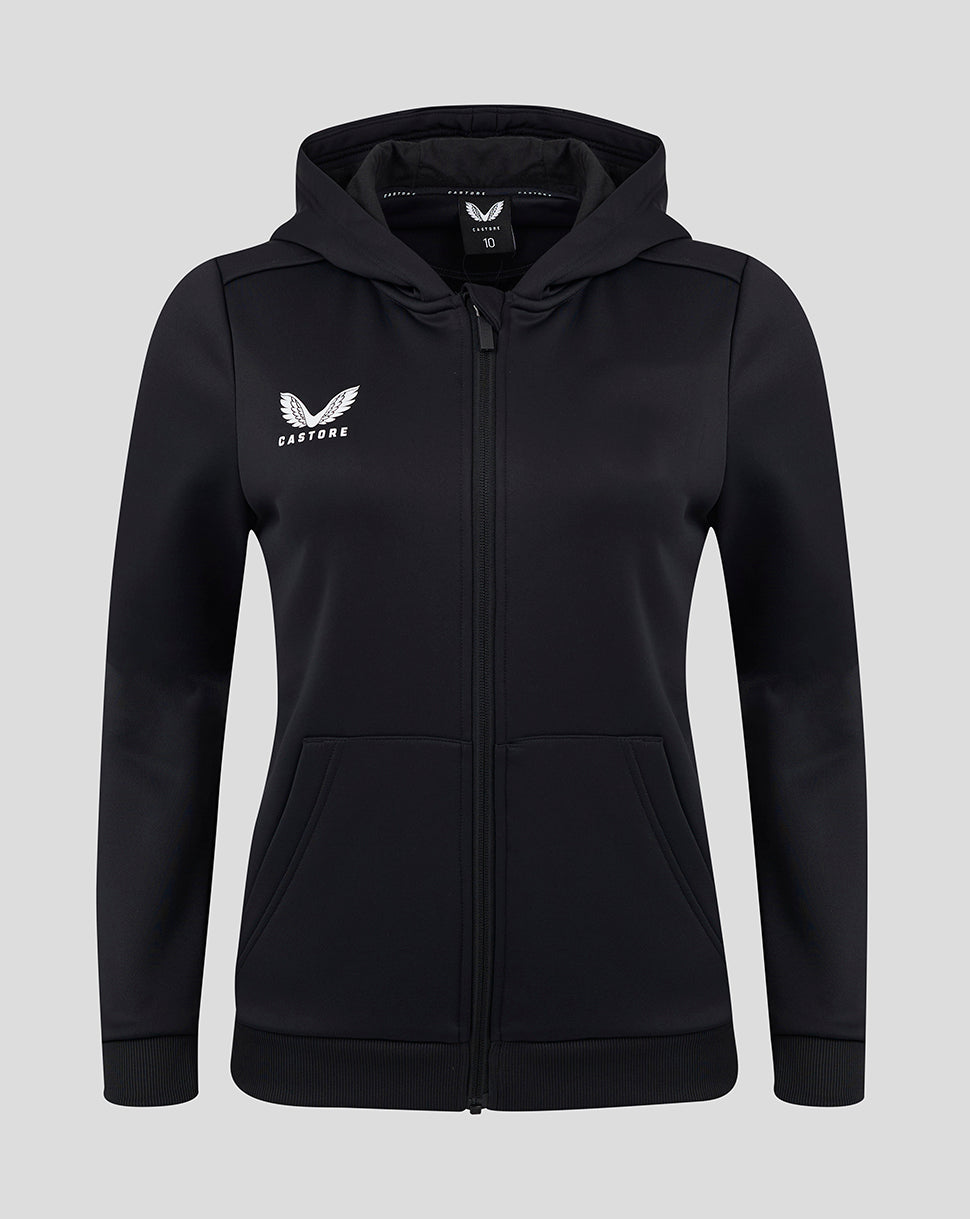 Womens Full Zip Brushback Hoodie - Caviar