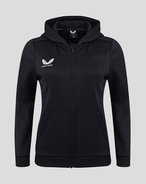 Womens Full Zip Brushback Hoodie - Caviar