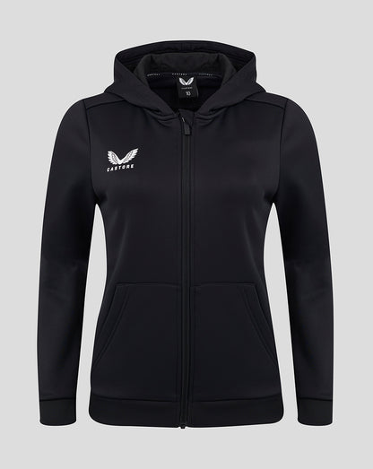 Womens Full Zip Brushback Hoodie - Caviar
