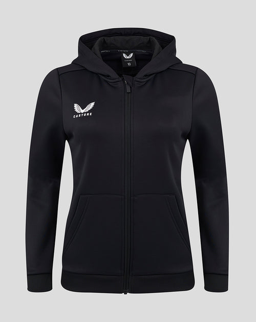 Womens Full Zip Brushback Hoodie - Caviar