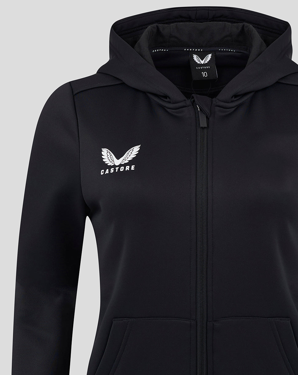 Womens Full Zip Brushback Hoodie - Caviar