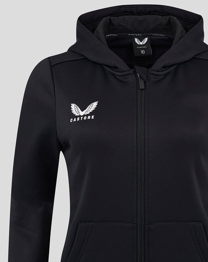Womens Full Zip Brushback Hoodie - Caviar