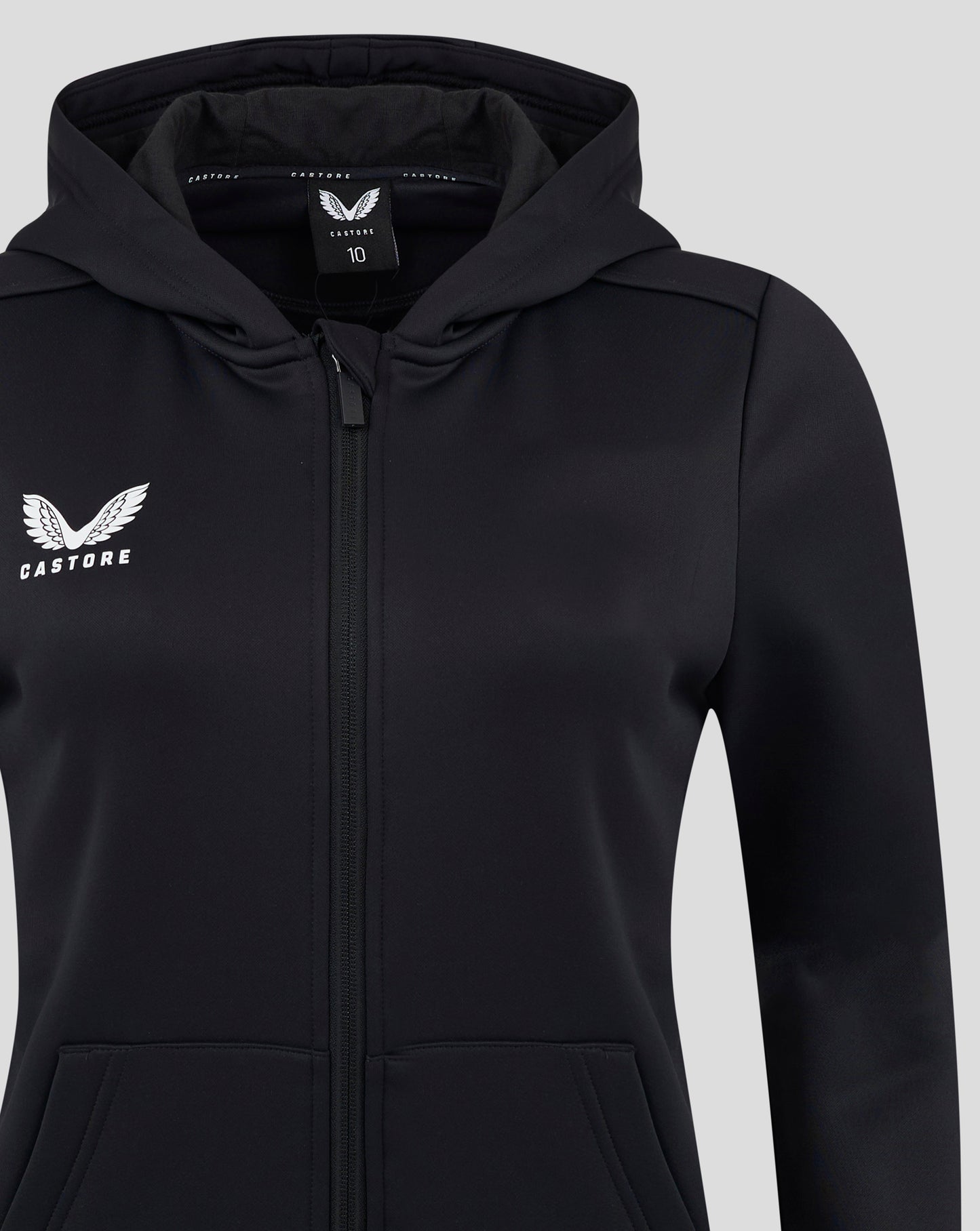 Womens Full Zip Brushback Hoodie - Caviar