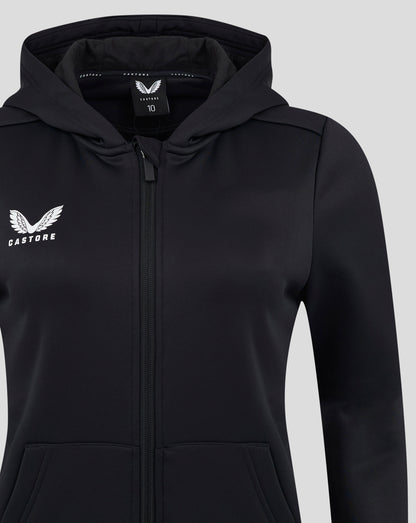 Womens Full Zip Brushback Hoodie - Caviar