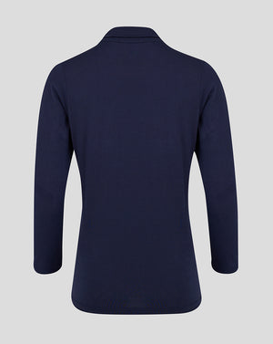 Womens Long Sleeve Cotton Leisure Polo - Peacoat