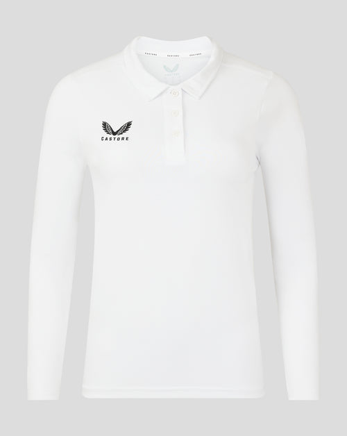 Womens Long Sleeve Cotton Leisure Polo - Brilliant White