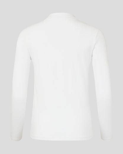 Womens Long Sleeve Cotton Leisure Polo - Brilliant White