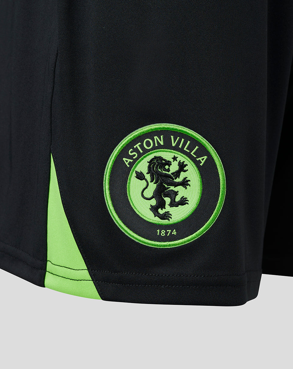 Aston Villa Women's Goalkeeper Home Shorts - Black - Caviar/Jasmine Green