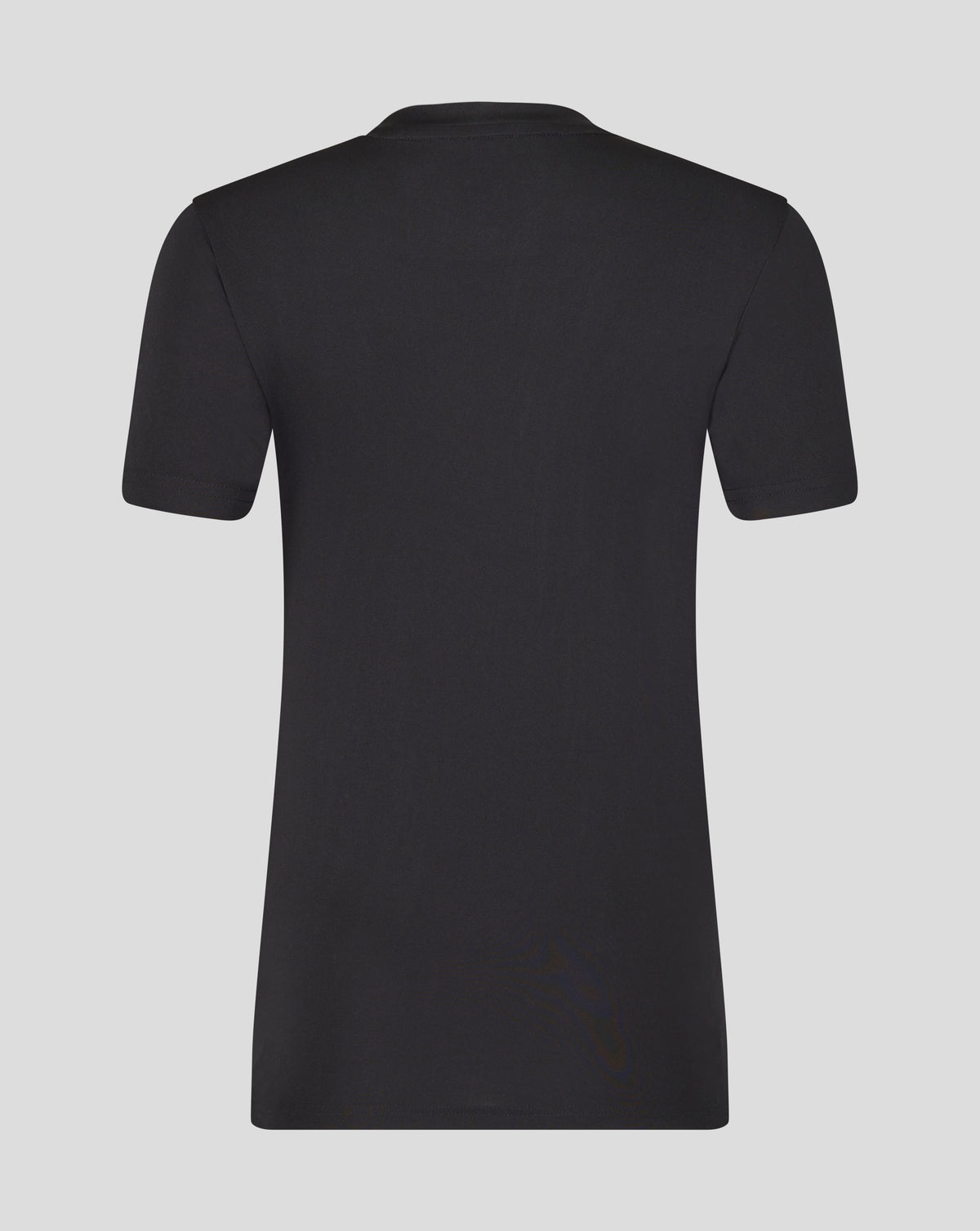 Back view of black Leicester Tigers training T shirt with a plain back and short sleeves