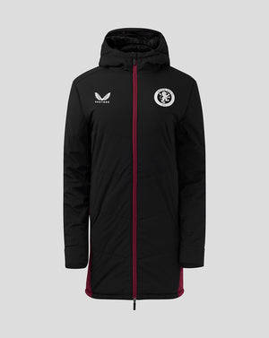 Womens Aston Villa FC Staff Long Bench Jacket - Caviar / Rhododendron