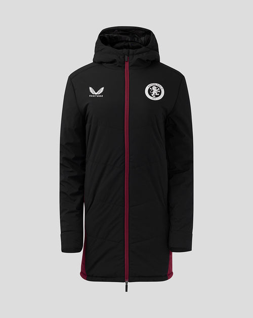 Womens Aston Villa FC Staff Long Bench Jacket - Caviar / Rhododendron