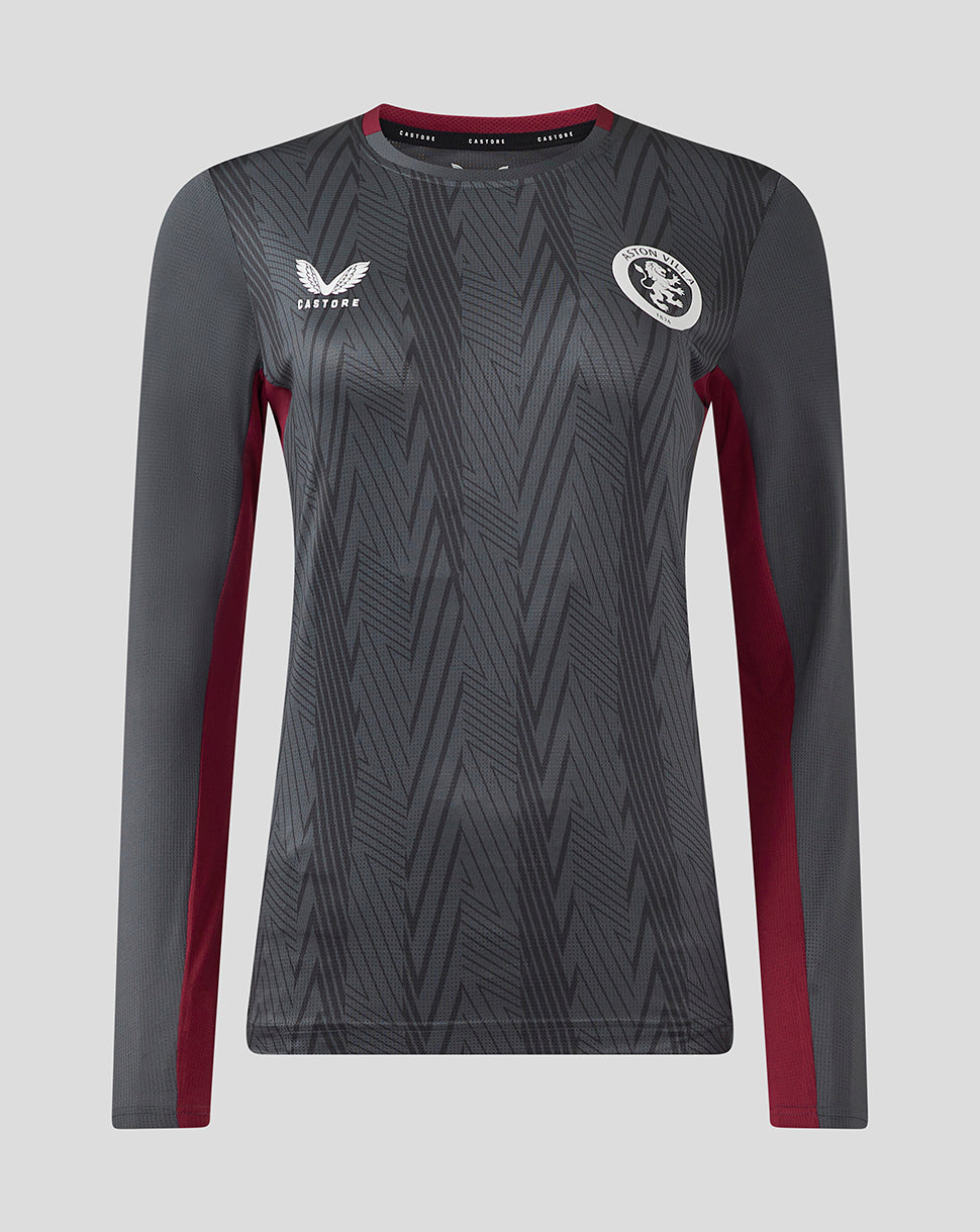 Womens Aston Villa FC Coaches Training General Long Sleeve Tee - Ebony / Rhododendron