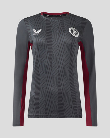 Womens Aston Villa FC Coaches Training General Long Sleeve Tee - Ebony / Rhododendron