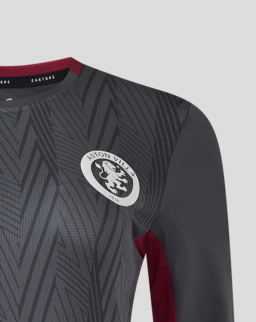Womens Aston Villa FC Coaches Training General Long Sleeve Tee - Ebony / Rhododendron - Ebony/Rhododendron