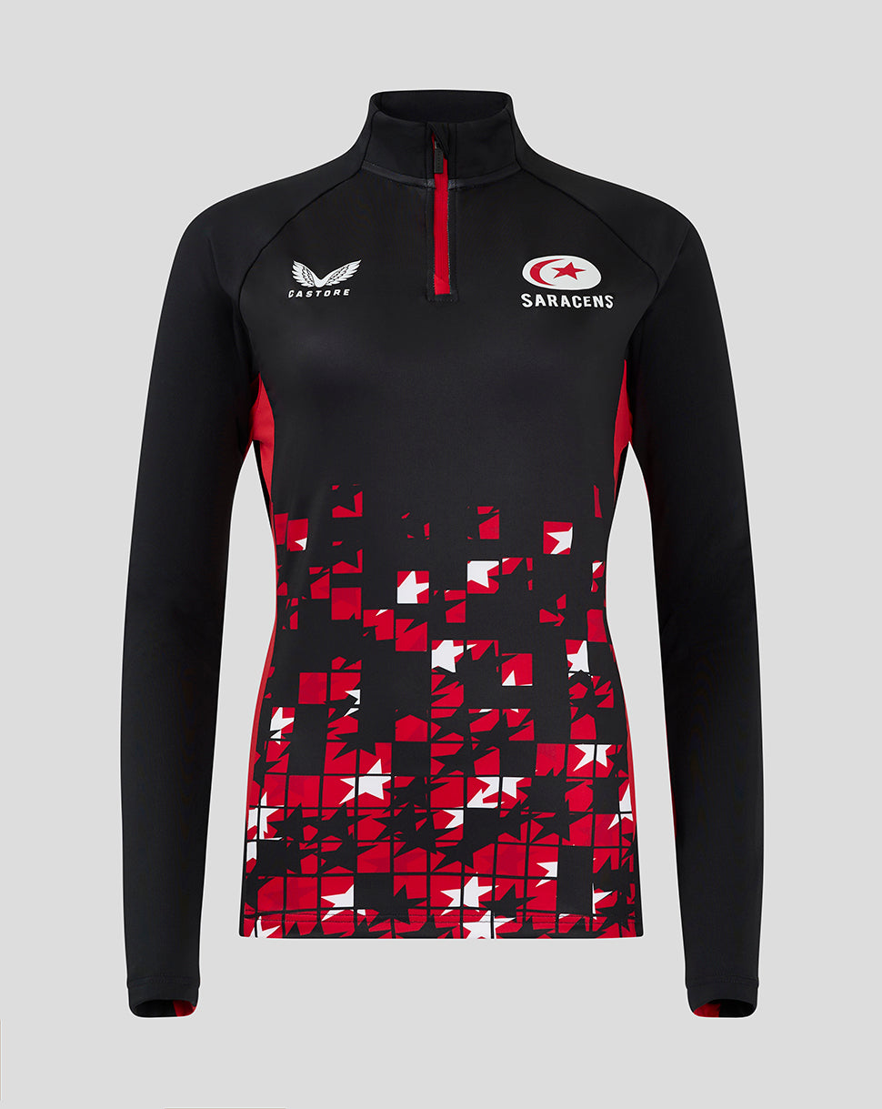 Saracens dames 24/25 matchday 1/4 zip – zwart/rood - Zwart/Rood