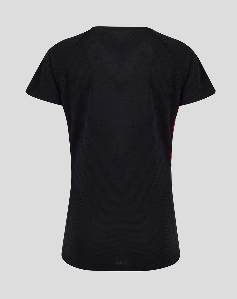 Saracens Damen 24/25 Matchday T-Shirt – Schwarz/Rot - Schwarz/Rot