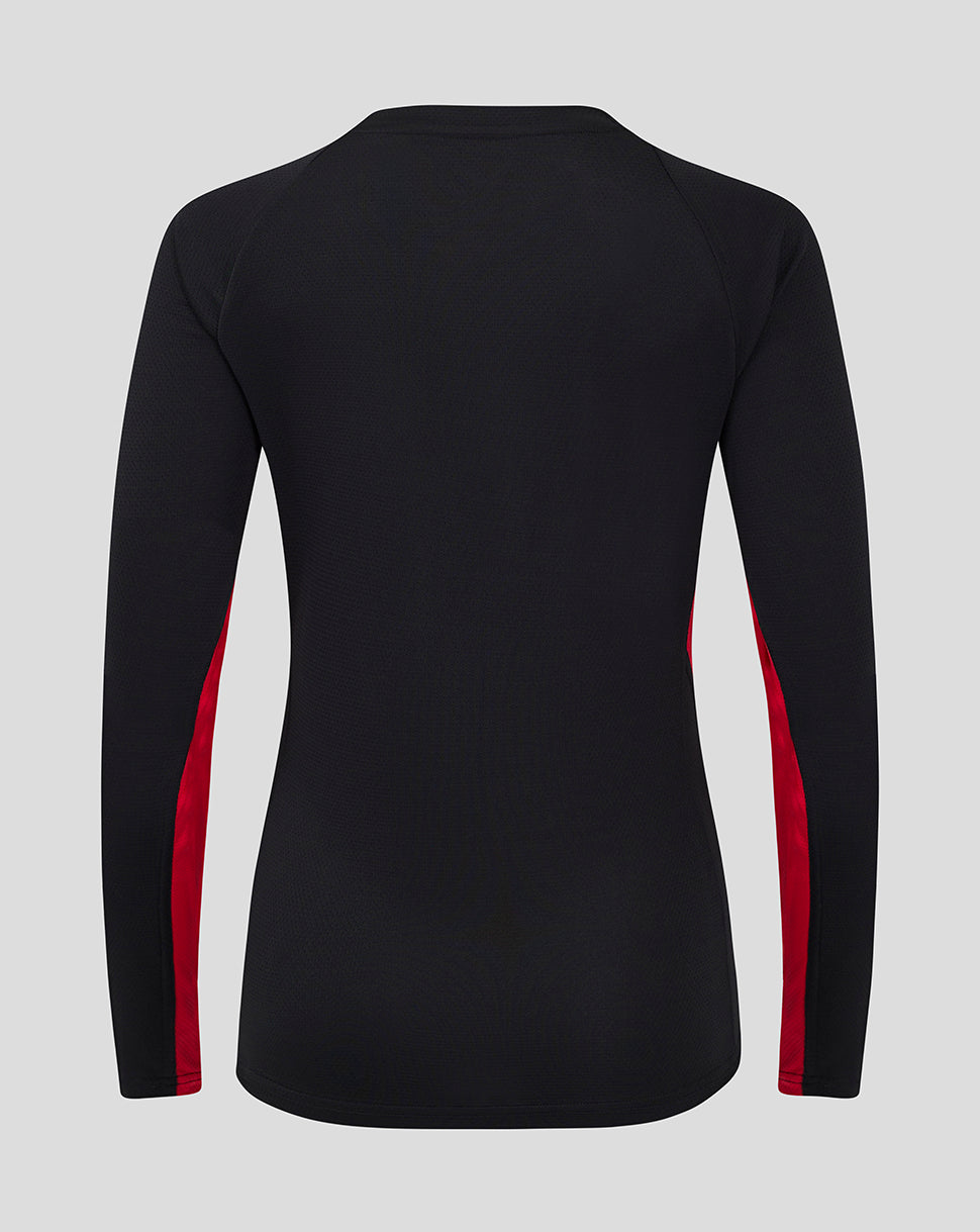 Saracens dames 24/25 matchday T-shirt met lange mouw – zwart/rood - Zwart/Rood