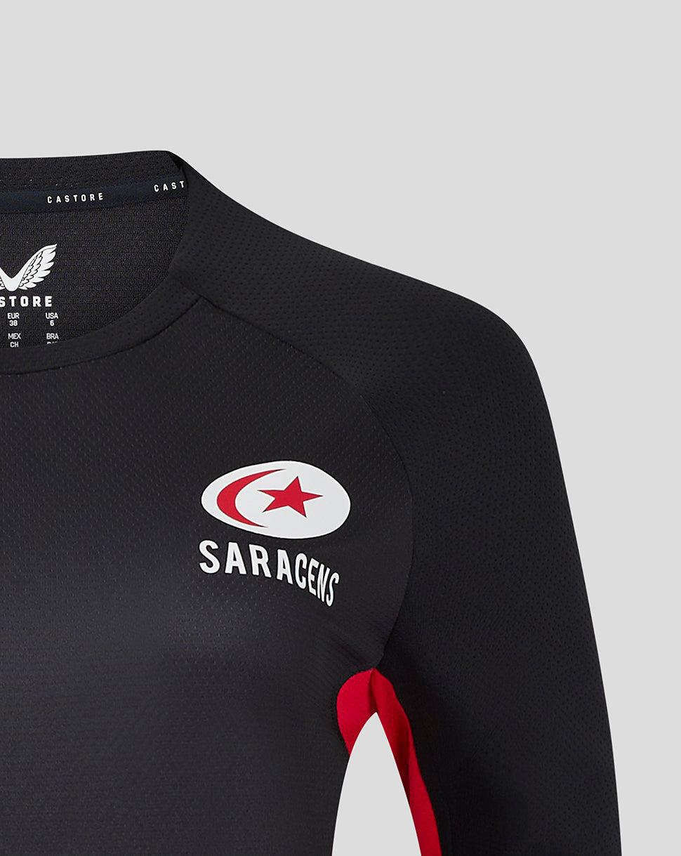Saracens dames 24/25 matchday T-shirt met lange mouw – zwart/rood - Zwart/Rood