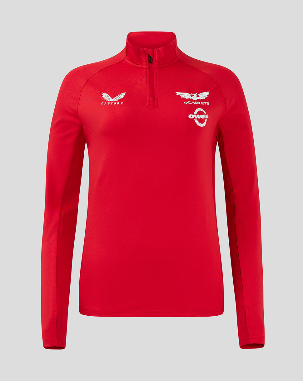 Scarlets Damen 24/25 Pro Players 1/4-Zip-Midlayer - Rot/Barbados Cherry