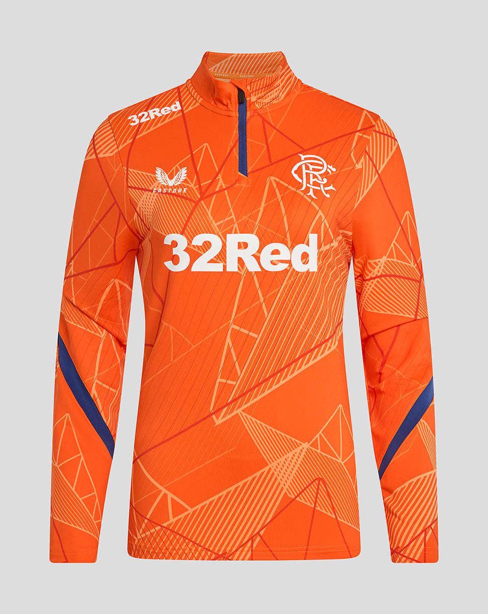 Rangers 24/25 dames League Matchday 1/4 zip midlayer - Fel oranje/Blue Depths