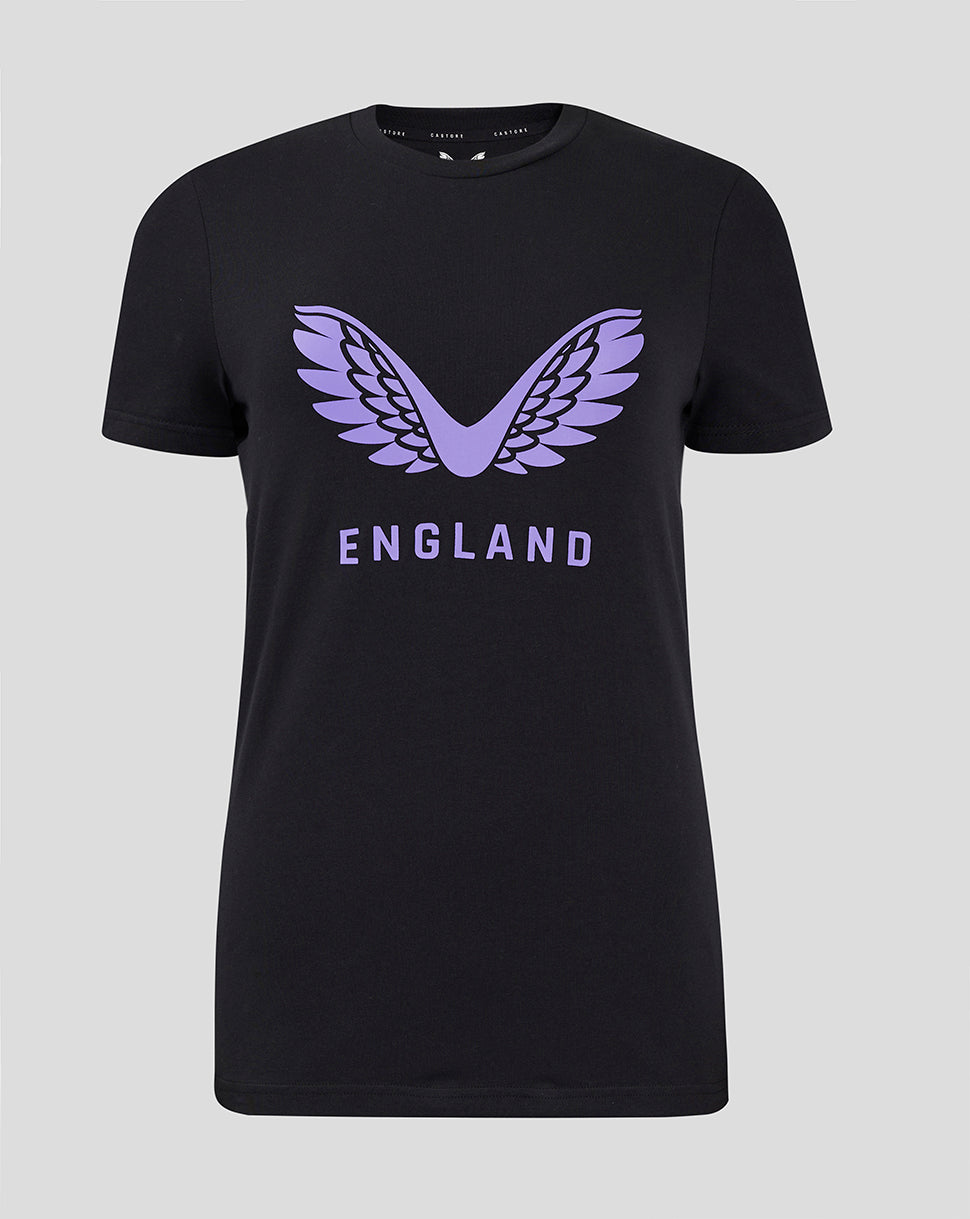 England Cricket Damen 24/25 Training Logo T-Shirt - Schwarz