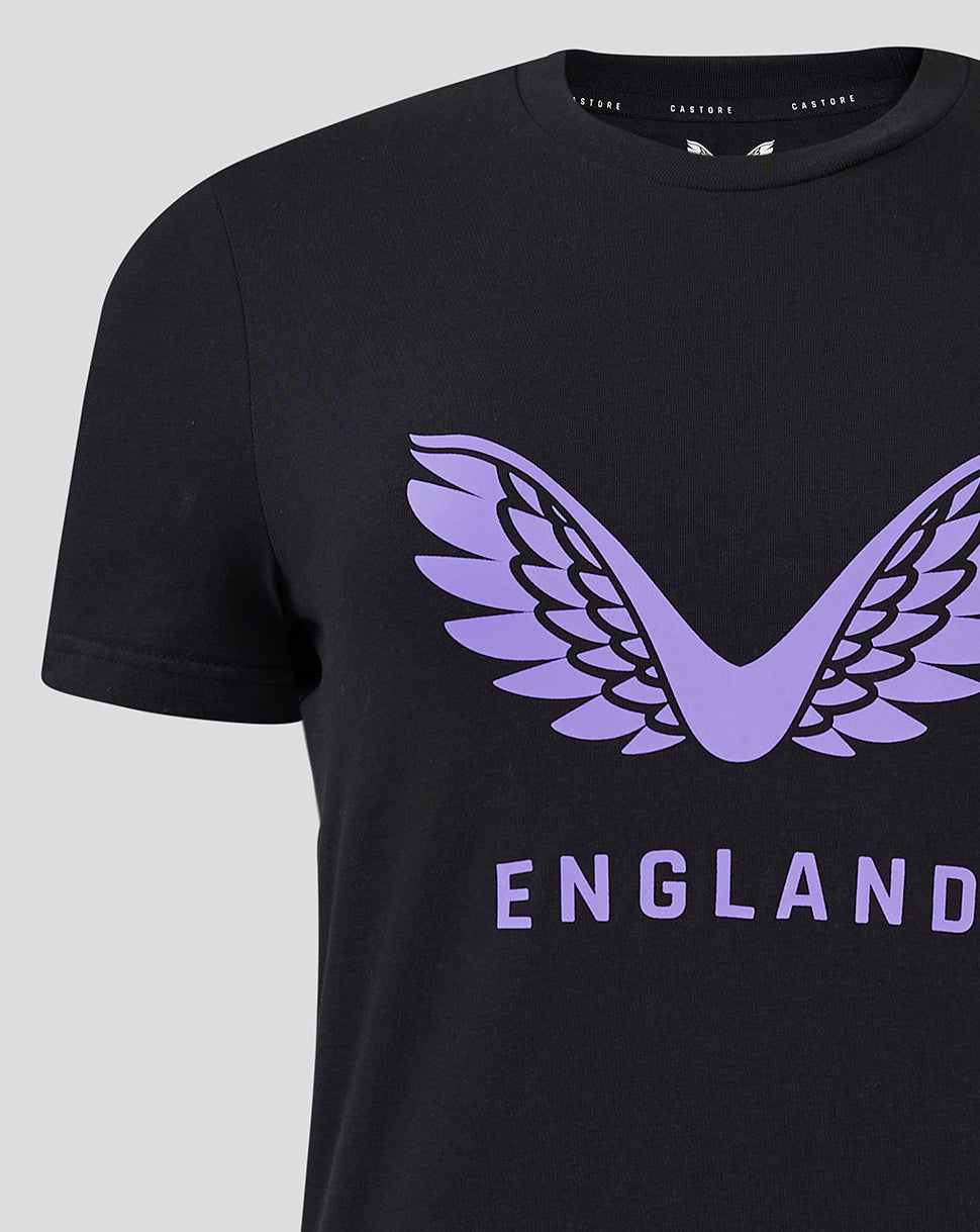 England Cricket Damen 24/25 Training Logo T-Shirt - Schwarz