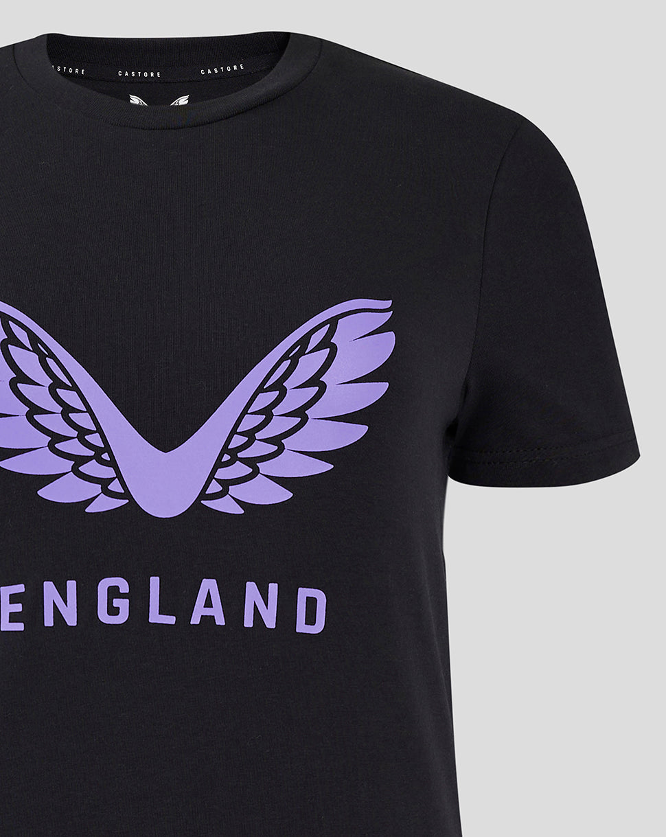 England Cricket Damen 24/25 Training Logo T-Shirt - Schwarz