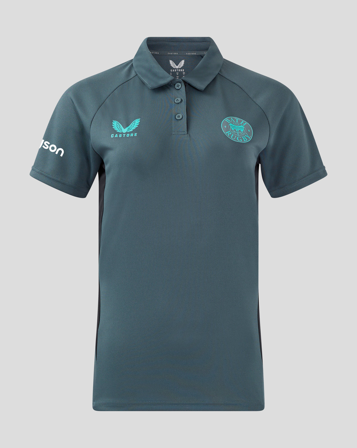 Bath Rugby Damen 24/25 Players Poloshirt - Dunkles Schiefergrau/Caviar
