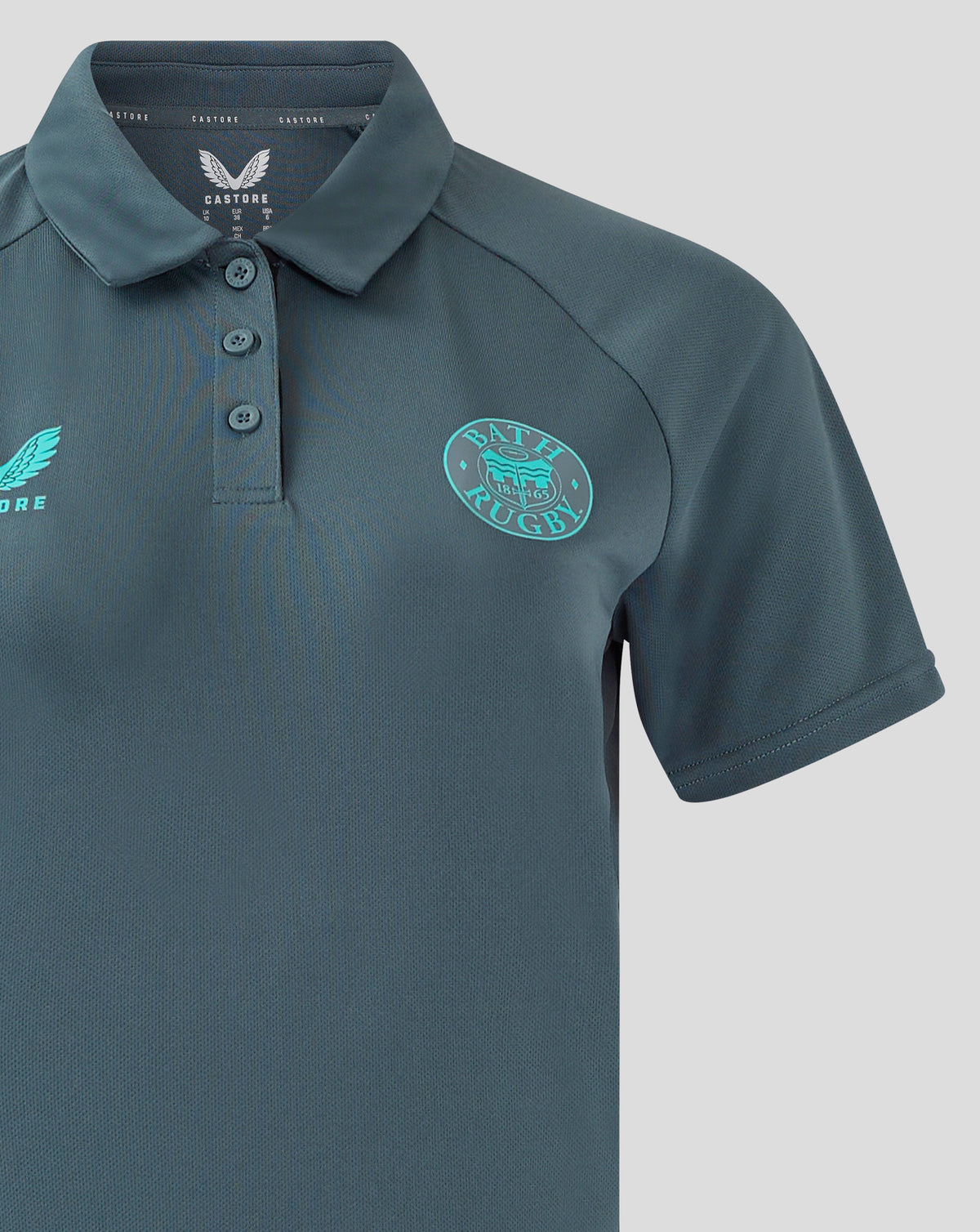 Bath Rugby Damen 24/25 Players Poloshirt - Dunkles Schiefergrau/Caviar